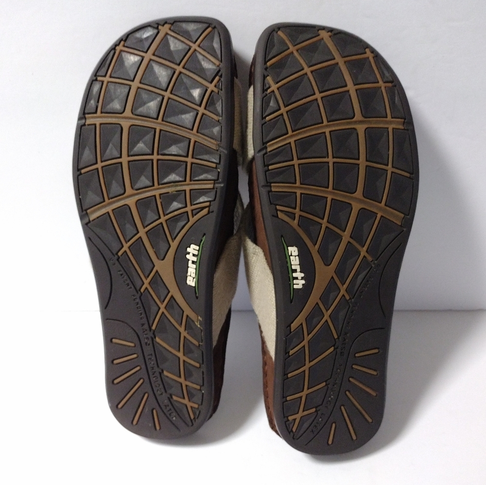 Earth Dune Unisex Criss Cross Textile Adjustable Slide Cork Flat Walking Sandals - Picture 7 of 8
